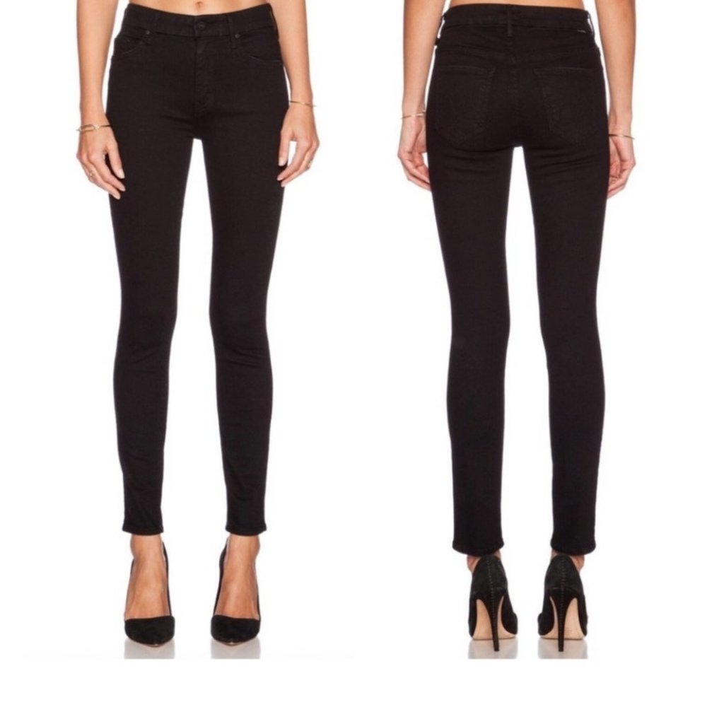 Mother Jeans High Waisted Looker in Model Spy Wash Black